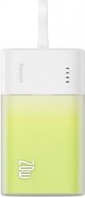 Powerbank Baseus Popsicle 5200mAh 20W z wbudowanym kablem Lightning (+ biały kabel Baseus Simple USB-C - USB-C 60W/20V/3A/30cm) - biało-zielony
