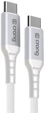 Crong Armor Link - Kabel 60W PD 3A USB-C do USB-C 25cm (biały)