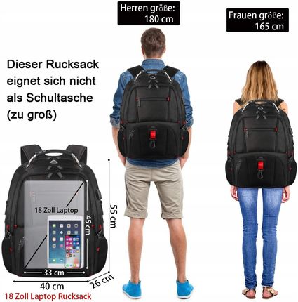 Matein Kidsgo Duży Plecak na Laptopa 18.4 Cala, - zdjęcie 3