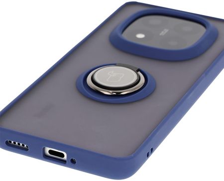 Bizon Etui Z Uchwytem Na Palec Case Hybrid Ring Do Xiaomi Redmi Note 14 Pro Plus 5G Przydymione Granatową Ramką - zdjęcie 4