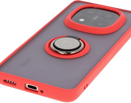 Bizon Etui Z Uchwytem Na Palec Case Hybrid Ring Do Xiaomi Redmi Note 14 Pro Plus 5G Przydymione Czerwoną Ramką - zdjęcie 6