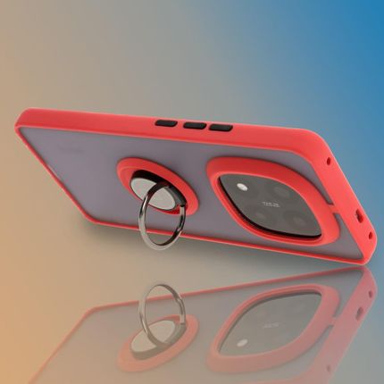 Bizon Etui Z Uchwytem Na Palec Case Hybrid Ring Do Xiaomi Redmi Note 14 Pro Plus 5G Przydymione Czerwoną Ramką - zdjęcie 4