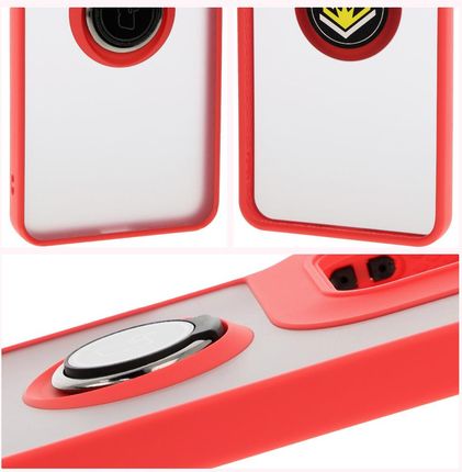 Bizon Etui Z Uchwytem Na Palec Case Hybrid Ring Do Motorola Moto G15 Power Przydymione Czerwoną Ramką - zdjęcie 6