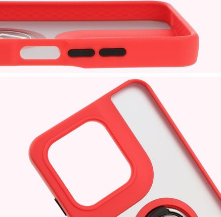 Bizon Etui Z Uchwytem Na Palec Case Hybrid Ring Do Motorola Moto G15 Power Przydymione Czerwoną Ramką - zdjęcie 3