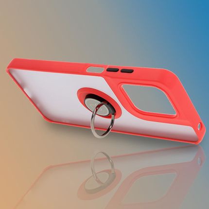 Bizon Etui Z Uchwytem Na Palec Case Hybrid Ring Do Motorola Moto G15 Power Przydymione Czerwoną Ramką - zdjęcie 4