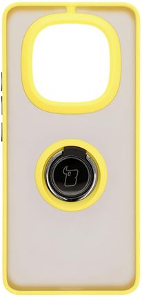 Bizon Etui Z Uchwytem Na Palec Case Hybrid Ring Do Xiaomi Redmi Note 14 Pro Plus 5G Przydymione Żółtą Ramką - zdjęcie 3