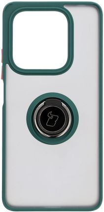 Bizon Etui Z Uchwytem Na Palec Case Hybrid Ring Do Xiaomi Redmi Note 14 5G Przydymione Ciemnozieloną Ramką - zdjęcie 5