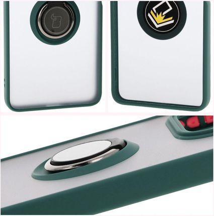 Bizon Etui Z Uchwytem Na Palec Case Hybrid Ring Do Xiaomi Redmi Note 14 5G Przydymione Ciemnozieloną Ramką - zdjęcie 6
