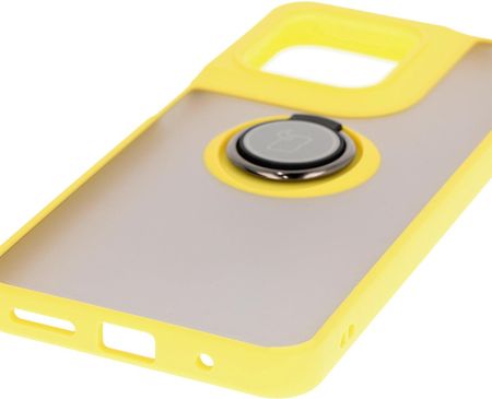 Bizon Etui Z Uchwytem Na Palec Case Hybrid Ring Do Motorola Moto G15 Power Przydymione Żółtą Ramką - zdjęcie 4