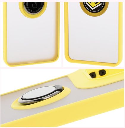 Bizon Etui Z Uchwytem Na Palec Case Hybrid Ring Do Motorola Moto G15 Power Przydymione Żółtą Ramką - zdjęcie 5