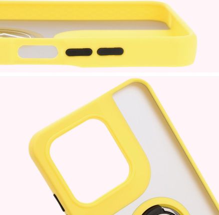 Bizon Etui Z Uchwytem Na Palec Case Hybrid Ring Do Motorola Moto G15 Power Przydymione Żółtą Ramką - zdjęcie 6