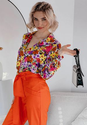 Wzorzysta koszula Flora pomarańczowa : Rozmiar - 40 - zdjęcie 2
