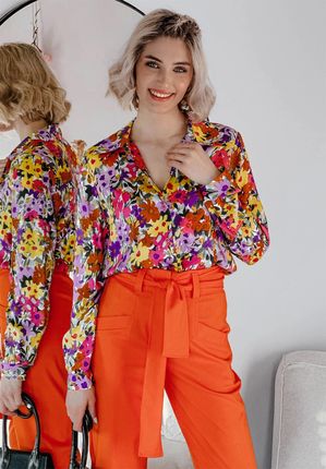 Wzorzysta koszula Flora pomarańczowa : Rozmiar - 40