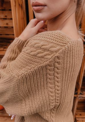 Sweter oversize Leah camel : Rozmiar - Jeden rozmiar - zdjęcie 3