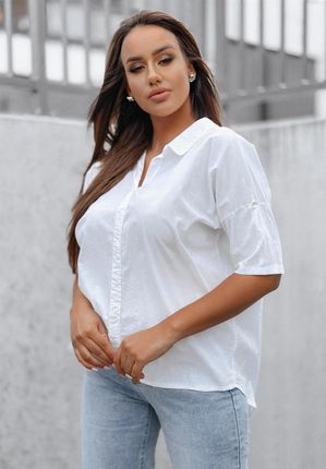 Koszula z krótkim rękawem i łańcuszkiem Glam Girl biała : Rozmiar - UNIWERSALNY - zdjęcie 3