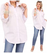KOSZULA JEANSOWA DAMSKA DU�E ROZMIARY ELEGANCKA D�UGA OVERSIZE STYLOWA