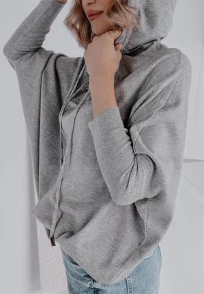 Dzianinowy sweter z kapturem Vintage szary : Rozmiar - Jeden rozmiar - zdjęcie 3