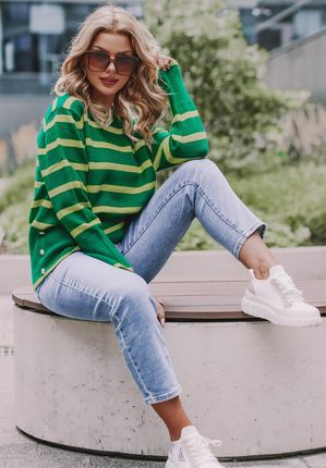 Sweter w paski Frances zielony : Rozmiar - S/M - zdjęcie 3