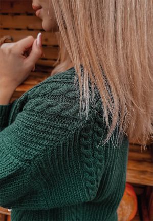 Sweter oversize Leah butelkowa zieleń : Rozmiar - Jeden rozmiar - zdjęcie 3