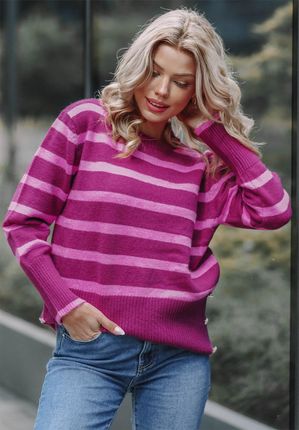 Sweter w paski Frances różowy : Rozmiar - L/XL - zdjęcie 2