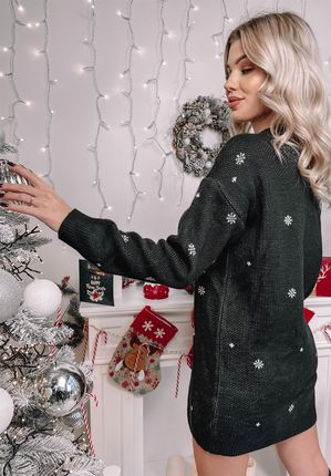 Świąteczny sweter tunika Winter Surprise czarny : Rozmiar - Jeden rozmiar - zdjęcie 2