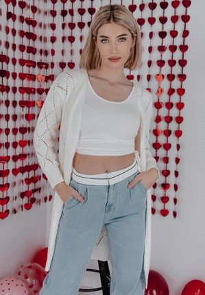 Lekki kardigan ażurowy Juliet ecru : Rozmiar - Jeden rozmiar