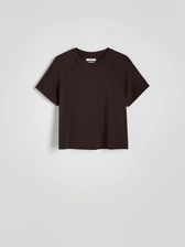 Reserved - T-shirt regular z dodatkiem modalu - ciemnobrązowy - zdjęcie 1