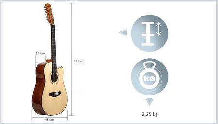 Gitara akustyczna 12-strunowa MUSICMATE MM-G100 StringSymphony Jasne drewno - zdjęcie 6