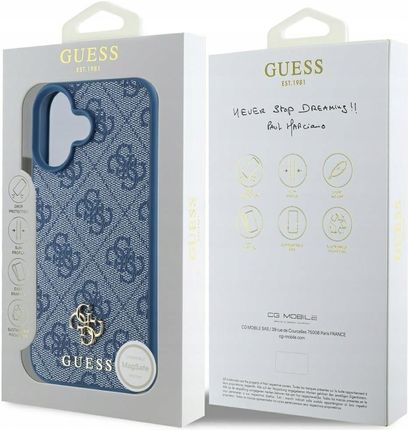Guess Etui Hc Pu 4G Small And Classic Magsafe Do Apple Iphone 16 Niebieski - zdjęcie 2