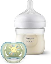 Zdjęcie PHILIPS AVENT Zestaw Butelka Natural 125 ml przepływ 2 wolny 0-3m + Smoczek SCD837/10 - Świętochłowice