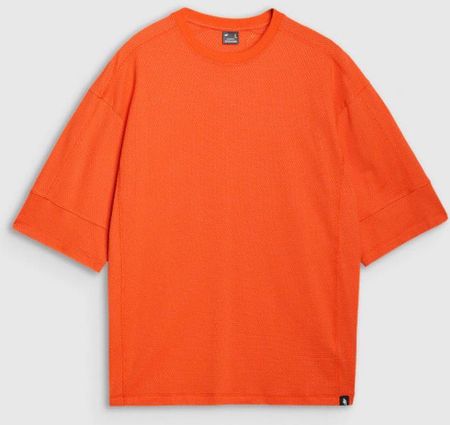 Męski tshirt oversize 4F 4FRSS25TTSHM2653 - pomarańczowy
