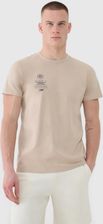 Męski t-shirt z nadrukiem 4F 4FRSS25TTSHM2690 - beżowy