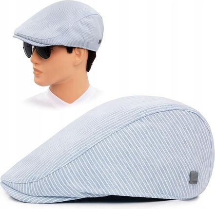 KASZKIET Męski Bawełniany na Lato Czapka w Paski BŁĘKITNY Pako Jeans