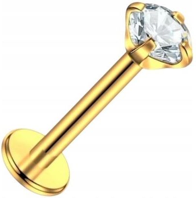 Bizu Kolczyk Piercing Złoty Labret z cyrkonią Stal Ch. 316L Lobe Helix 1,2/8/3 - zdjęcie 4