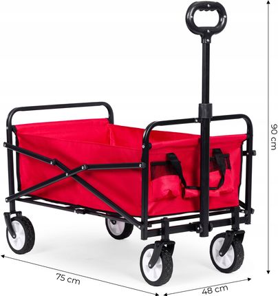 Bemi Duży Wózek Ogrodowy Transportowy Składany 90X48cm Czerwony - zdjęcie 2