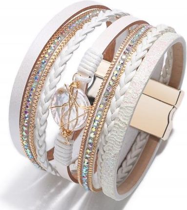 Bransoletka skórzana pleciona ze skóry Boho owijka rzemyki