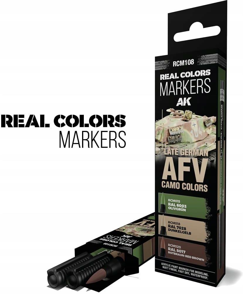 Zdjęcie Ak Interactive RCM108 Real Colors Markers Set: Late German Afv Camo Colors - Bielsko-Biała