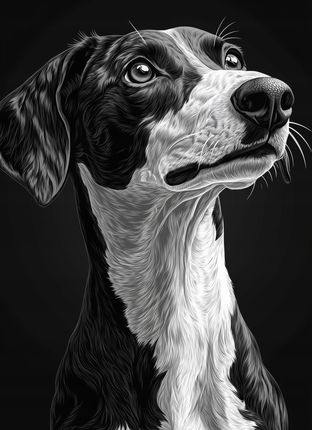 Plakat 13x18cm Portret Zwierząt do Salonu Pokoju | Greyhound | Czarno Białe