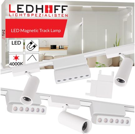 Ledhoff Oświetlenie Szynowe Magnetyczne Zestaw 2X Listwa 1M + 6X Lampa Led Biała (B84842XB8157+3XB8361+3XB8185+B8171)