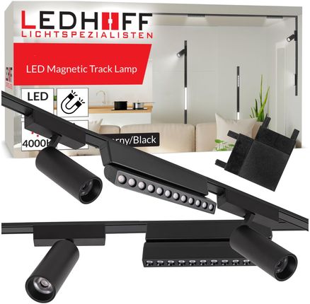 Ledhoff Oświetlenie Szynowe Magnetyczne Zestaw 2X Listwa 1M + 5X Lampa Led Czarna (B84872XB8156+2XB8362+3XB8184+B8170)