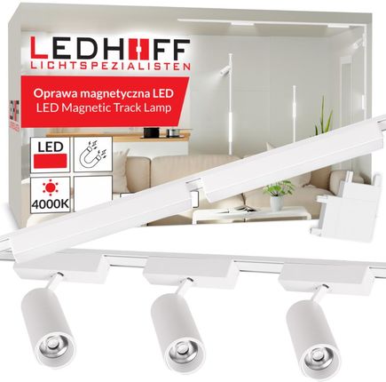 Ledhoff Oświetlenie Szynowe Magnetyczne Zestaw 2X Listwa 1M + 5X Lampa Led Biała (B83112XB8157+3XB8185+2XB8183+B8171)