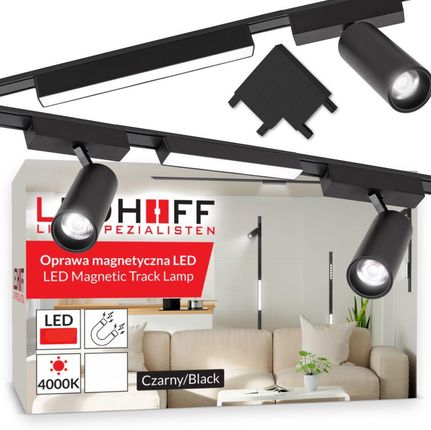 Ledhoff Oświetlenie Szynowe Magnetyczna Zestaw 2X Listwa 1M + 5X Lampa Led Czarny (B82902XB8156+3XB8184+2XB8182+B8170)
