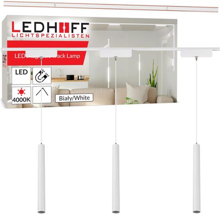 Ledhoff Oświetlenie Szynowe Magnetyczne Zestaw Listwa 1M + 3X Lampa Wisząca Tuba Led Biała (B8495B8157+3XB8365)
