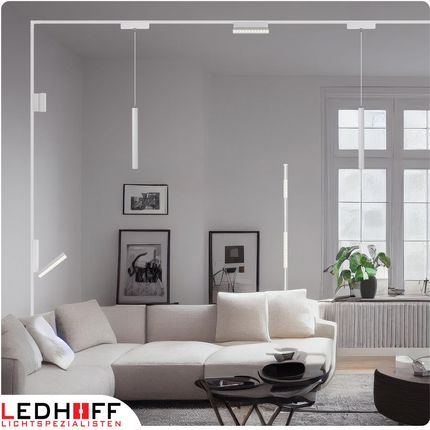 Ledhoff Oświetlenie Szynowe Magnetyczne Zestaw 2X Listwa 1M + 5X Lampa Wisząca Tuba Led Biała (B84962XB8157+5XB8365+B8169) - zdjęcie 4