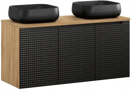 Comad Szafka 120Cm Z Blatem I 2 Umywalkami Czarny Dąb Szuflady (Setlxblb120Cmsunsmile50)