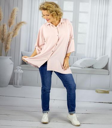 Elegancka koszula oversize z ozdobnym kołnierzykiem 