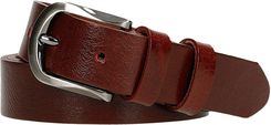 Bordowy pasek damski ze sk�ry licowej ze srebrn� klamr� r. 100
