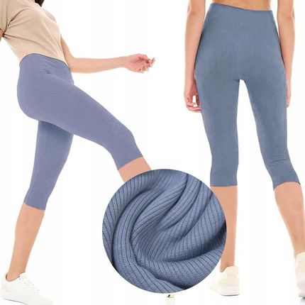 Legginsy Bawełniane Kolarki getry Rybaczki 3/4 Prążkowane Kryjące XL/XXL