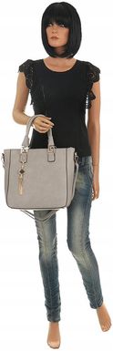 Victoria&Co Torebka Damska szara teczka listonoszka H063 grey - zdjęcie 4