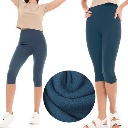 Legginsy Bawełniane Kolarki getry Rybaczki 3/4 Prążkowane Kryjące XL/XXL